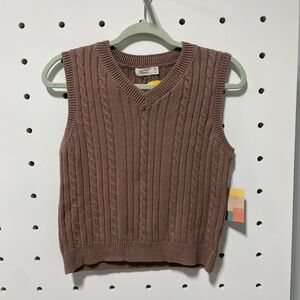 NWT The Commons The Boxy Cabled Sweater Vest Brown Size XL